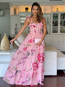 vestido floral rosa