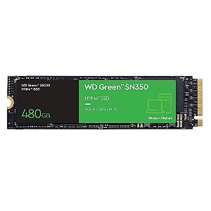 SSD WD Green PC SN350 480 GB, PCIe, NVMe, Leitura: 2400MB/s e Escrita: 1650MB/s -HG2BTK4B5