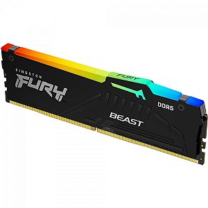 Memória DDR5 Kingston Fury Beast, RGB, 16GB, 5200Mhz, Black - BHM3A25Z5