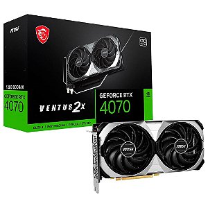 Placa de Vídeo RTX 4070 VENTUS 2X MSI NVIDIA GeForce, 12 GB OC GDDR6X, DLSS 3 -UPNYX8PK6