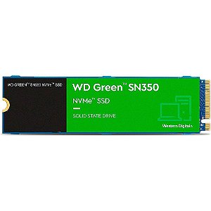 SSD 1 TB WD Green SN350, M.2 2280, PCIe, NVMe, Leitura: 3200MB/s e Gravação: 2500MB/s, Verde -742296FC7