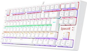 Teclado Mecânico Gamer Redragon Daksa Rainbow, Switch Red Removíveis, ABNT2, White -P5A7YATBV