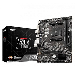 Placa-Mãe MSI A520M-A PRO, AMD AM4, mATX, DDR4, HDMI - LSC2XLAAZ