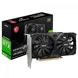 Placa de Vídeo MSI RTX 3050 Ventus 2X OC, 6GB RAM, GDDR6, 96 Bits - FF96UJPJX