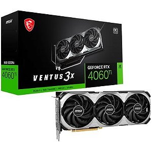 Placa de Vídeo RTX 4060 Ti VENTUS 3X 8G OC MSI NVIDIA GeForce, 8 GB GDDR6-5U52ZB4WM