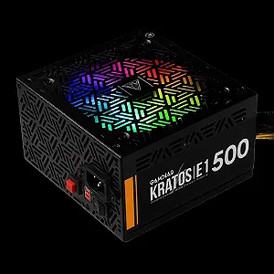 Fonte De Alimentação Gamer Gamdias Kratos 500w Series E1-500W Preto Rgb -ATLCZFT63