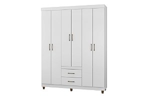 Guarda Roupa Solteiro 6 Portas 2 Gavetas Branco 2262 Araplac Branco