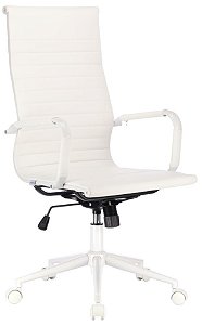 Cadeira de Escritório Presidente Giratória Eames Branca Base Fosca