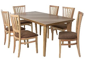 Conjunto Mesa de Jantar Lana madeira Maciça Natural