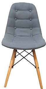 Cadeira Dkr Charles Eames Estofada Botonê - Cinza