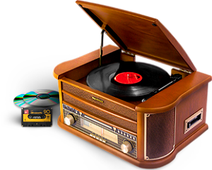 Vitrola Toca Discos, K7, CD, USB, FM e Bluetooth ObaVintage Bivolt Toca e Grava - Obabox