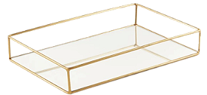 Bandeja em metal dourado com Espelho