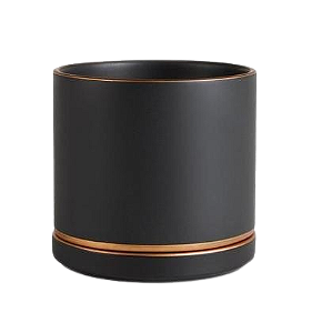 VASO PRETO CERÂMICA COM PRATO