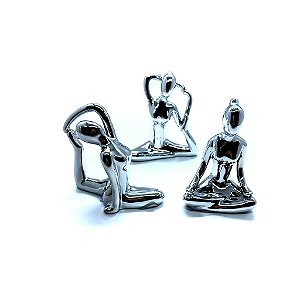 Kit Escultura Yoga Prata em Porcelana