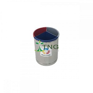 Lixeira 30 Litros Em Aço Inox Com Três Divisórias