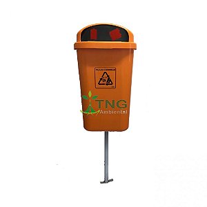 Coletor de Pilhas 50 Litros Em Plástico Fixado No Suporte