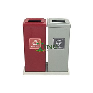 Conjunto Coleta Seletiva Com 02 Lixeiras Em Fiberglass Com Aro, 50 Litros Cada