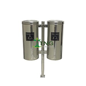 Conjunto Coleta Seletiva Com 02 Lixeiras Em Aço Inox 304 Com Tampa Flip-Top, 50 Litros Cada