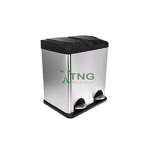 Lixeira 30 Litros Dupla Em Aço Inox Com Pedal