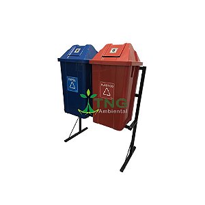 Conjunto Coleta Seletiva Com 02 Lixeiras Em Plástico Com Tampa Vai-Vem, 25 Litros Cada