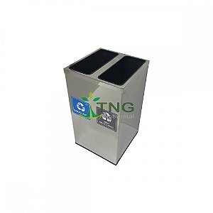 Lixeira 100 Litros Em Aço Inox Com Duas Divisórias