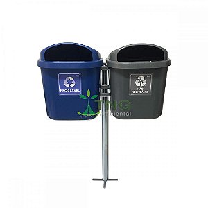 Conjunto Coleta Seletiva Com 02 Lixeiras Em Plástico Com Abertura Frontal, 40 Litros Cada