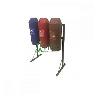 Conjunto Coleta Seletiva Com 04 Lixeiras Em Plástico Com Tampa Vai-Vem, 25 Litros Cada