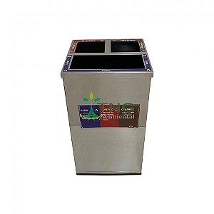 Lixeira 100 Litros Aço Inox Com Três Divisórias