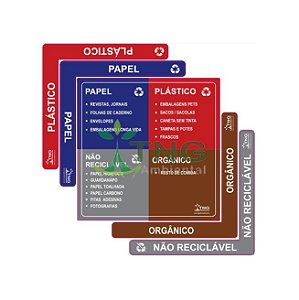 Adesivo Coleta Seletiva 4 Resíduos