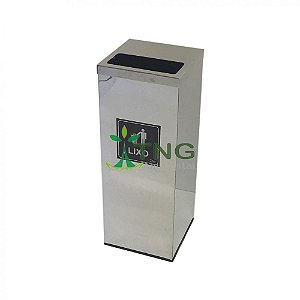 Lixeira 45 Litros Quadrada Em Aço Inox Com Tampa Meia-Aberta