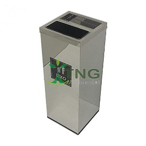 Lixeira 100 Litros Quadrada Em Aço Inox Com Tampa Cinzeiro