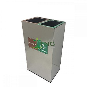 Lixeira 112 Litros Em Aço Inox Com Duas Divisórias