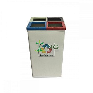 Lixeira 120 Litros Em Fiberglass Com Quatro Divisórias