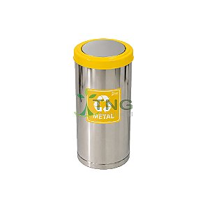 Lixeira 50 litros em aço inox com tampa flip-top colorida