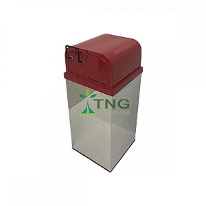 Lixeira 120 litros em aço inox com tampa modelo fast-food em fiberglass