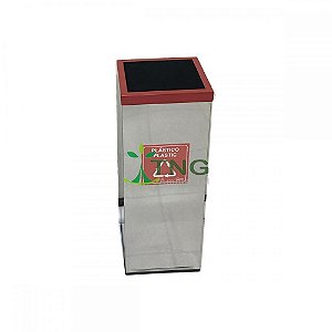 Lixeira 100 litros quadrada em aço inox com aro colorido