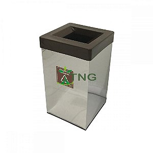 Lixeira 100 litros quadrada em aço inox com aro em fiberglass