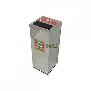 Lixeira 45 litros quadrada em aço inox com tampa meia-aberta