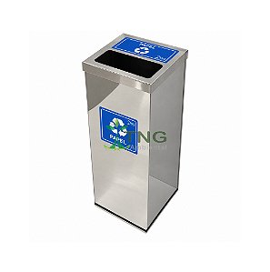 Lixeira 45 litros quadrada em aço inox com tampa meia-aberta