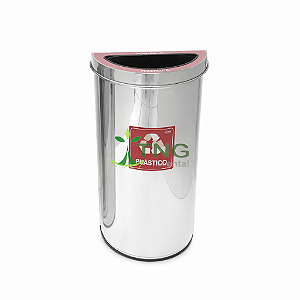 Lixeira 40 litros em aço inox no formato meia-lua para coleta seletiva