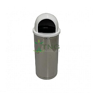 Lixeira 25 litros em aço inox com tampa em fiberglass abertura frontal