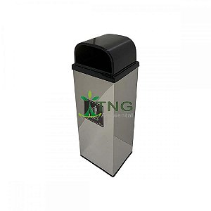 Lixeira 50 litros em aço inox com tampa abertura frontal em fiberglass