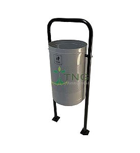 Lixeira 60 litros em aço galvanizado para áreas públicas