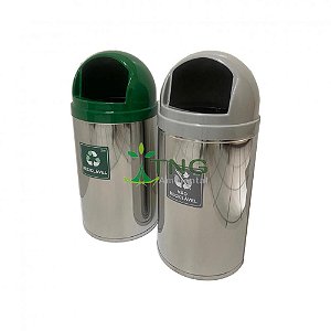 Lixeira 75 litros aço inox com tampa abertura frontal em fibra