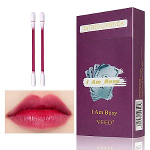 Tattoo Lipstick Cotton Swab I Am Busy | Lip Tint Cotonete *Cor Cherry