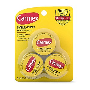 Carmex Medicated Lip Balm Jars, Lip Protectant - Pack of 3