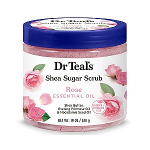 Esfoliante Dr Teal's Shea Sugar Body Scrub with Rose Essential Oil, 19 oz.