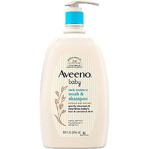 Shampoo e Sabão Liquido Aveeno Baby Daily Moisture Gentle Bath Wash & Shampoo 33 fl. oz 976ml