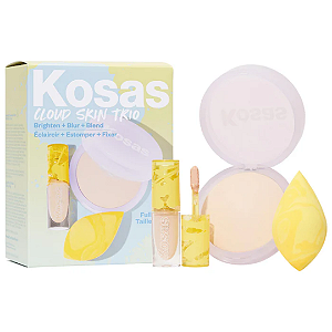 Kit Trio Kosas Cloud Skin Complexion Bestsellers Set - Concealer, Setting Powder, Makeup Sponge | EDIÇÃO LIMITADA