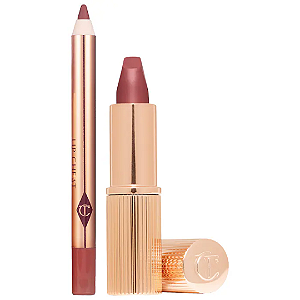Mini Kit Lápis e Batom Charlotte Tilbury Mini Pillow Talk Lipstick & Liner Set | Cor: Pillow Talk Medium